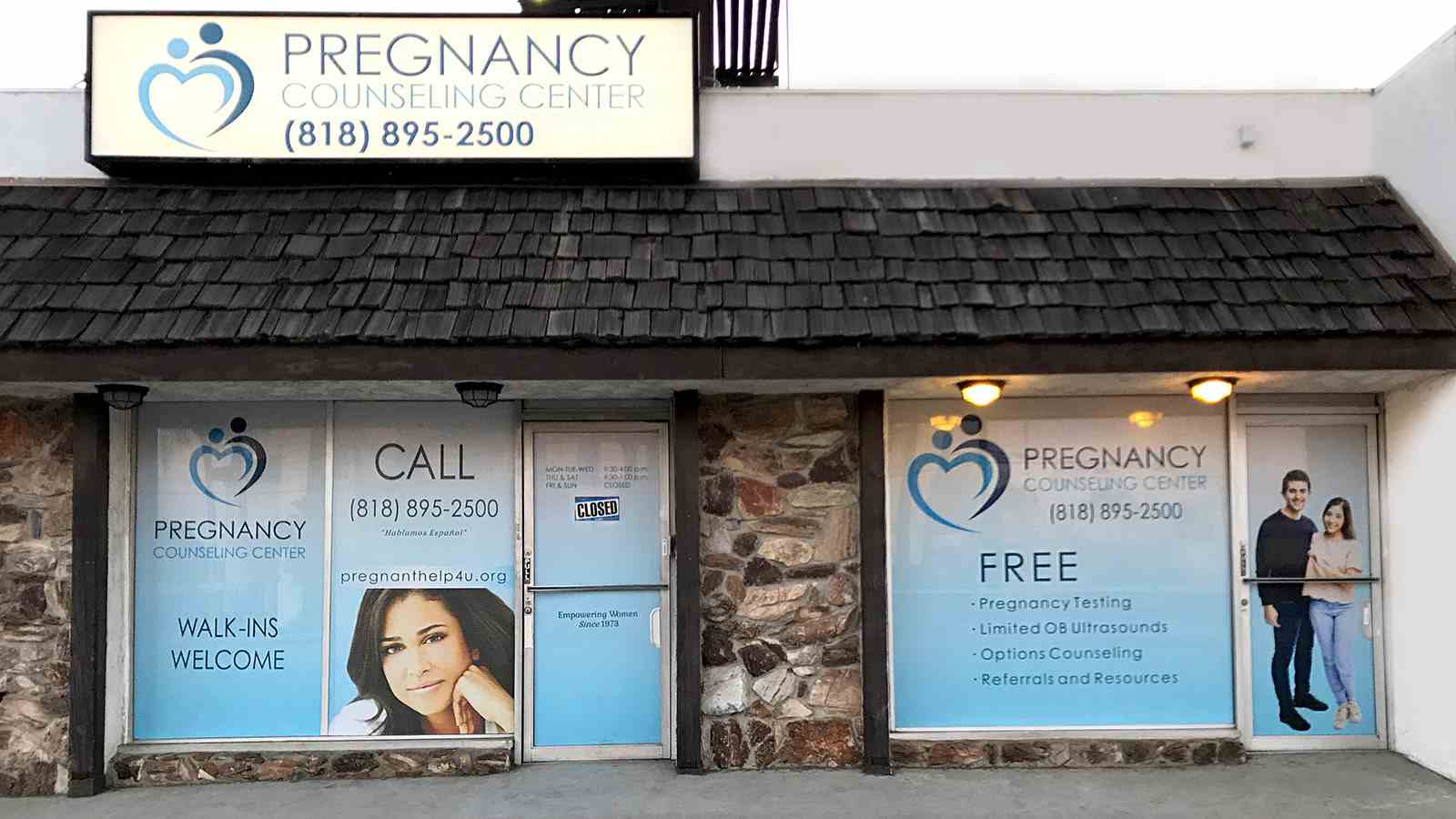 pregnancy counseling center lightbox sign