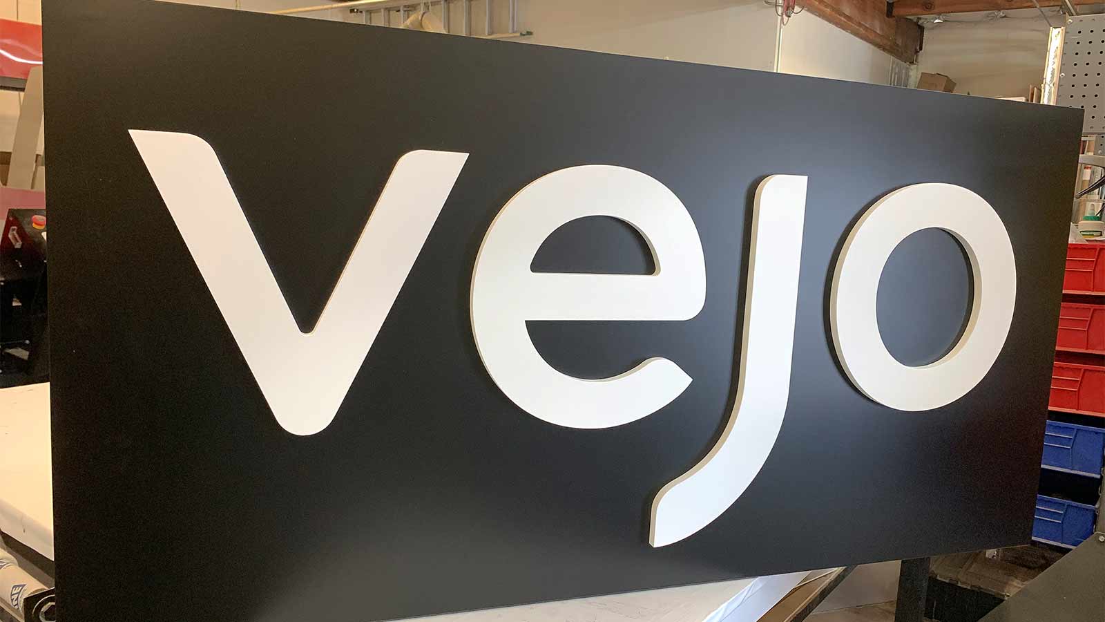 vejo acrylic and aluminum logo sign