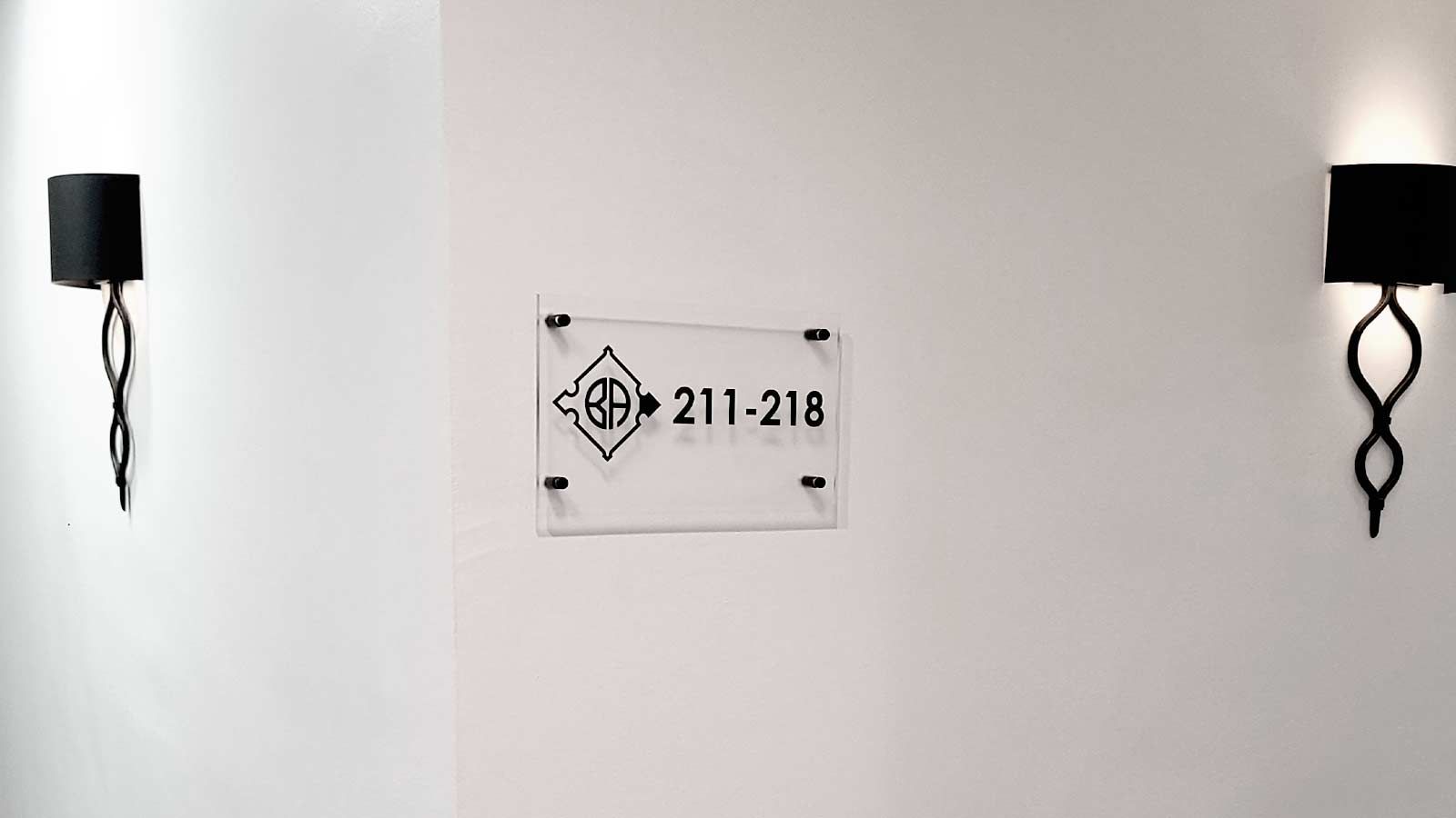 211 218 interior wayfinding acrylic plaque
