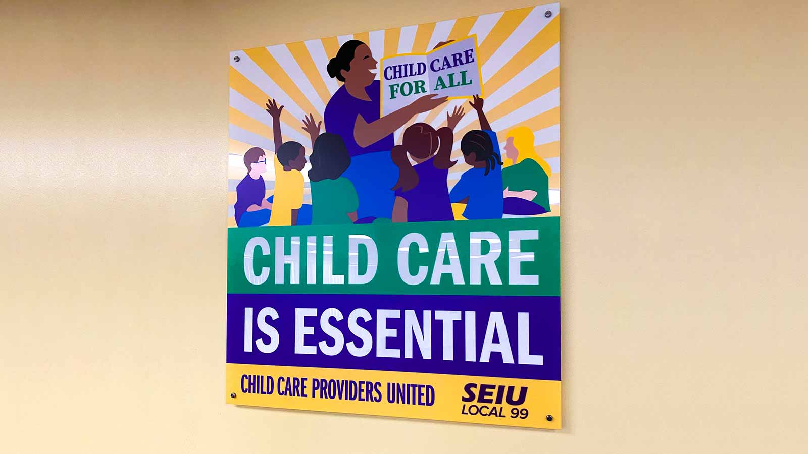 child care providers united acrylic sign