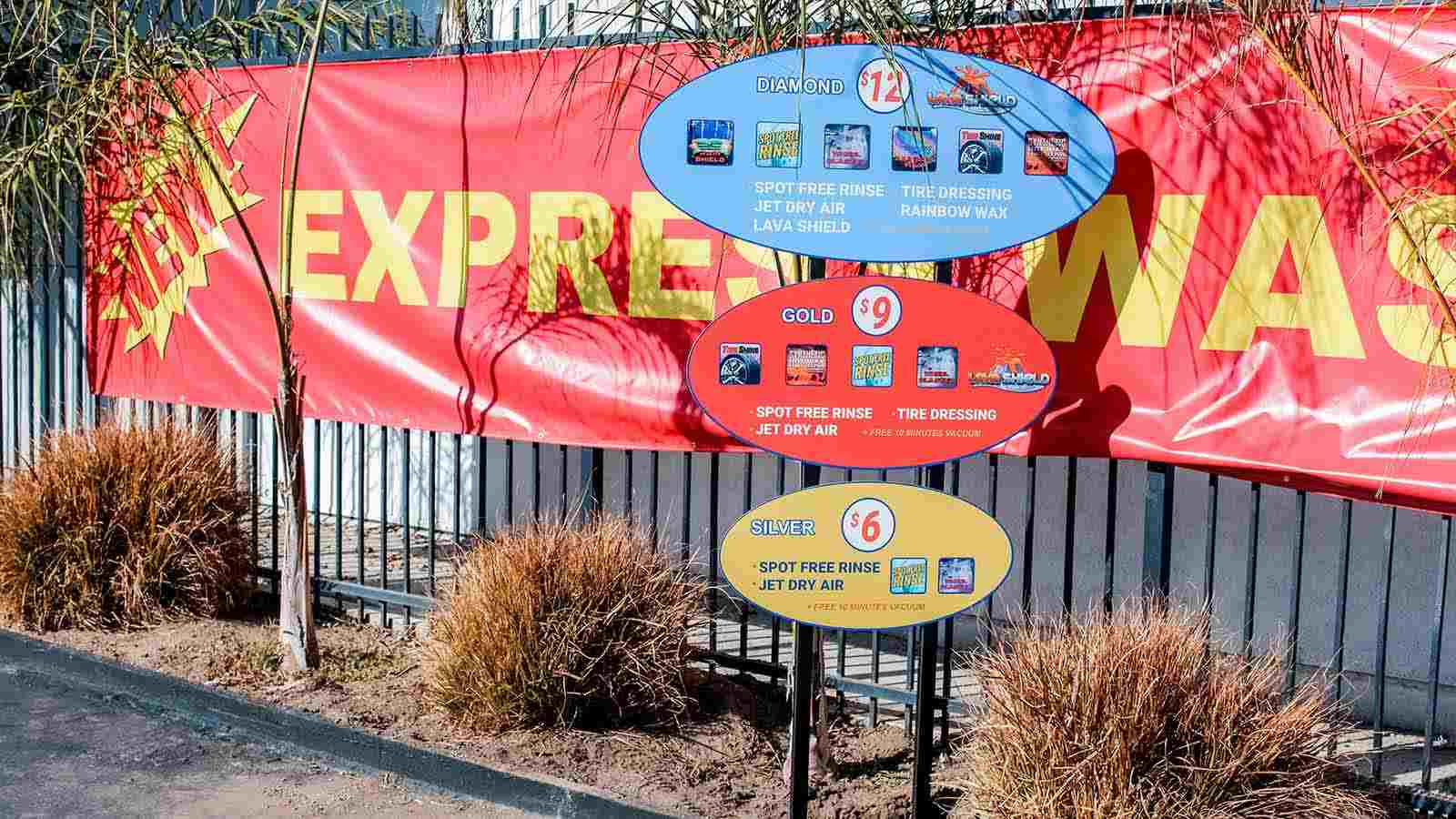 express wash services pricing aluminum sign