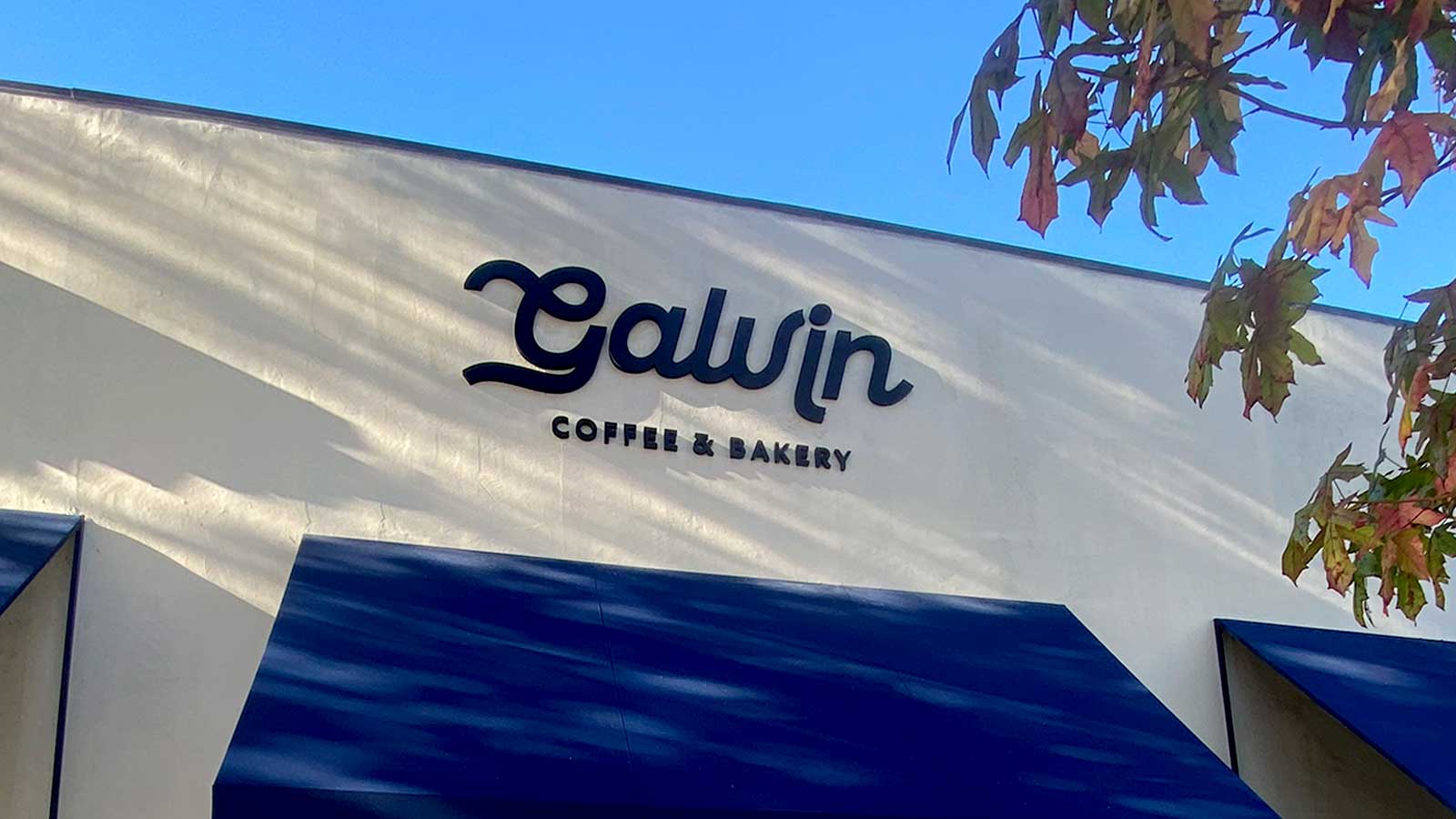 galvin bakery cafe restaurant sign attached to the facade