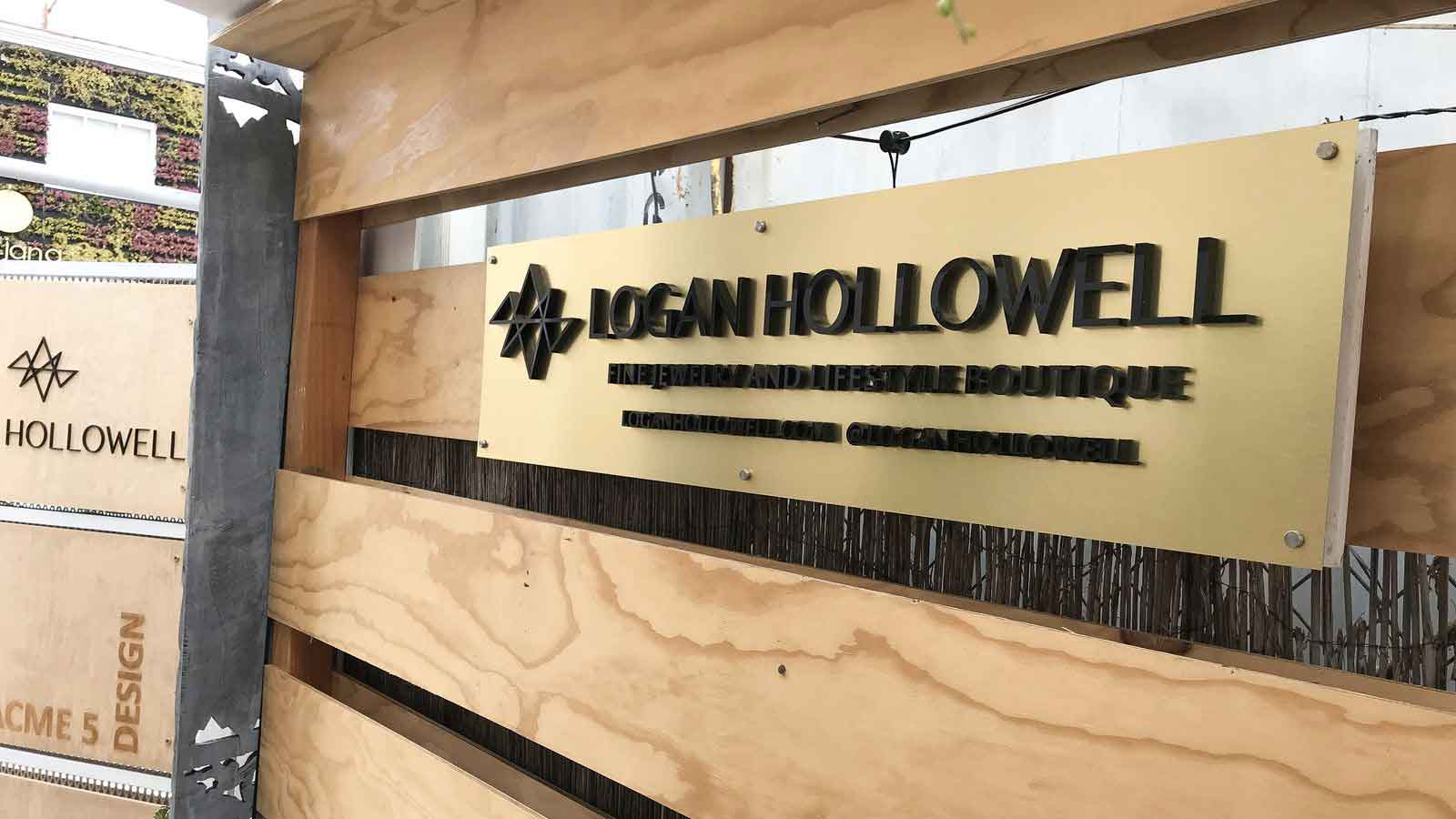 logan hollowell brushed aluminum sign