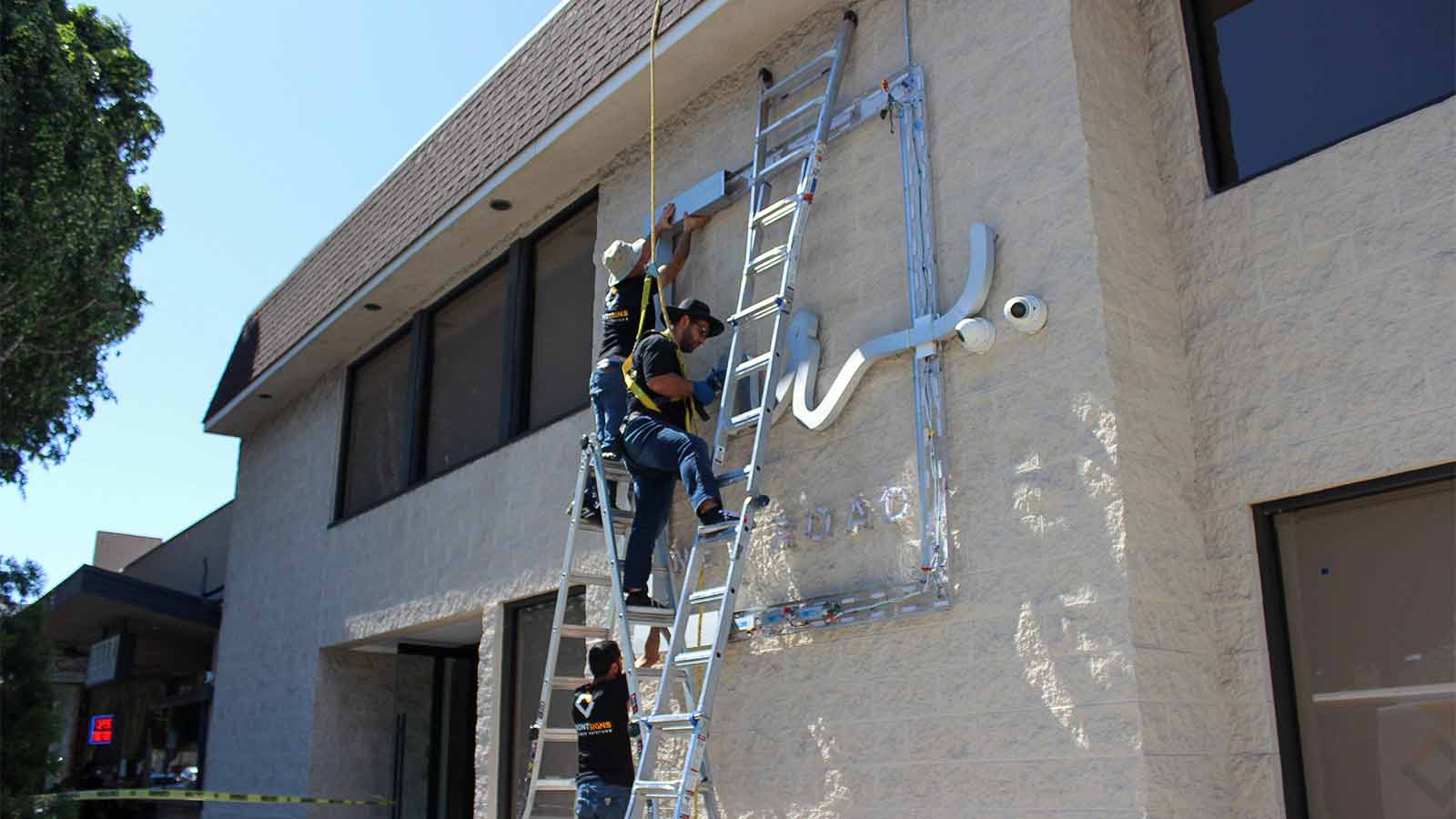 new road channel letters installation