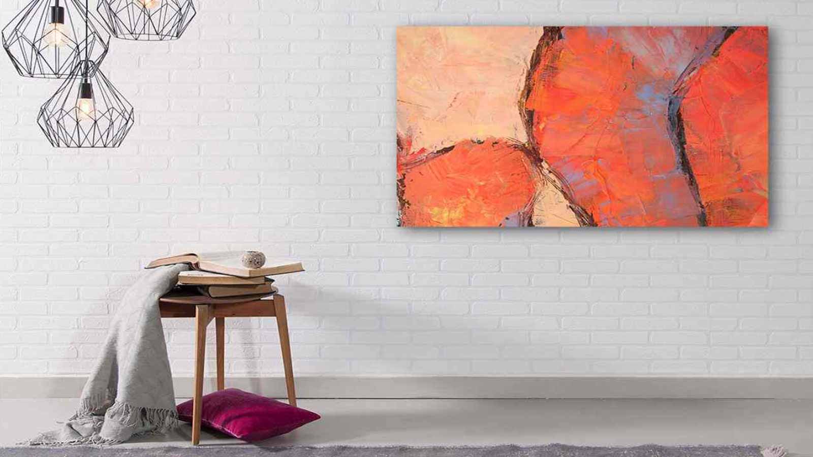 orange canvas art for interior decor