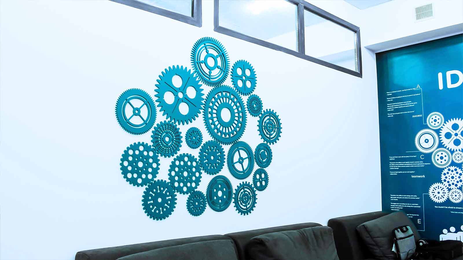 blue gears decorative custom pvc signs