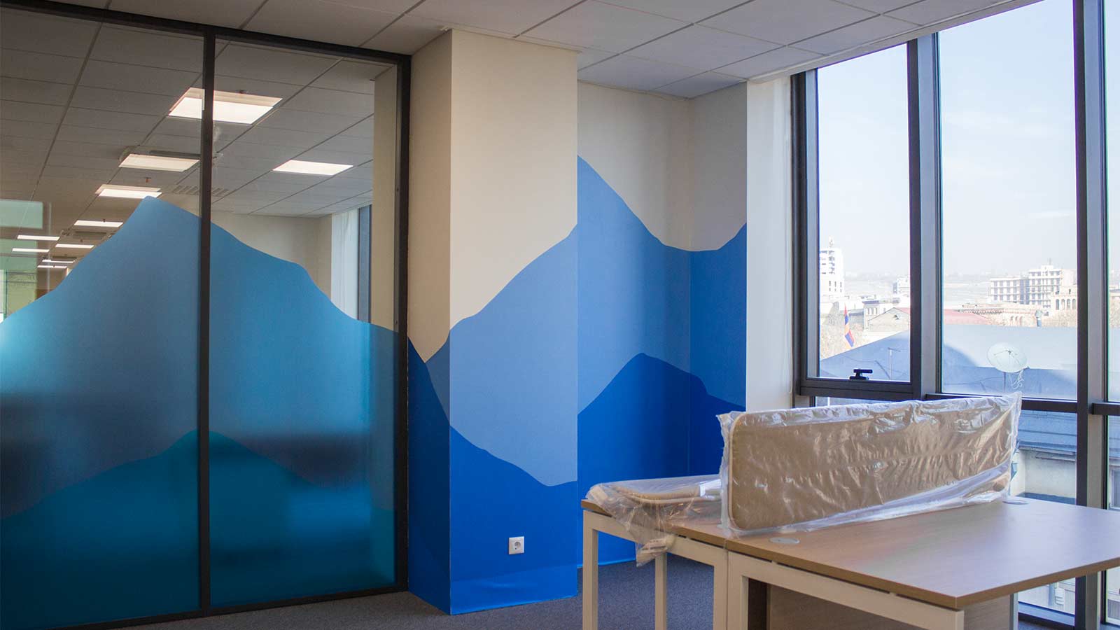 blue mountains clear vinyl office decals
