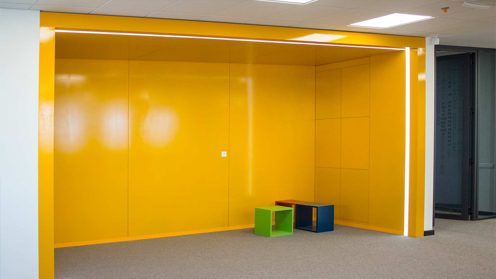 bright yellow decorative accent wall