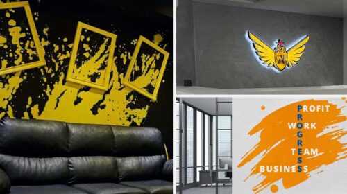 Colorful company murals showcased in different styles for a delightful atmosphere