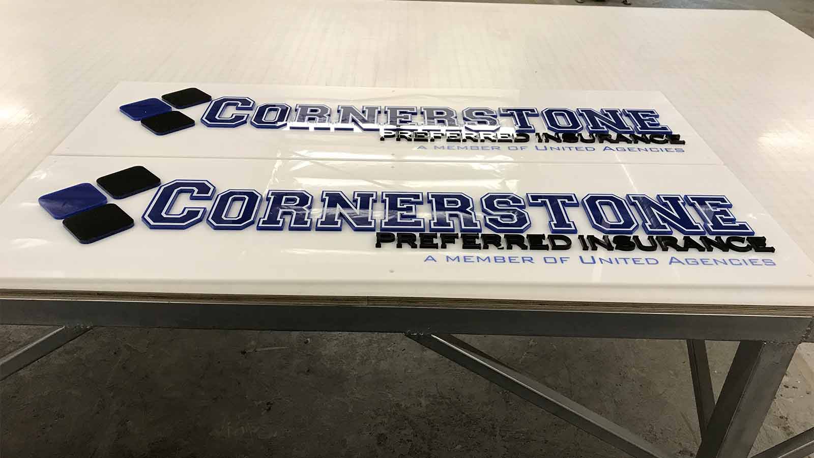 cornerstone preferred insurance custom acrylic sign