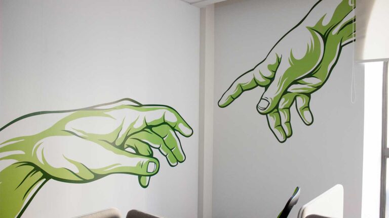 The creation of Adam: decorative opaque wall decal | Front Signs