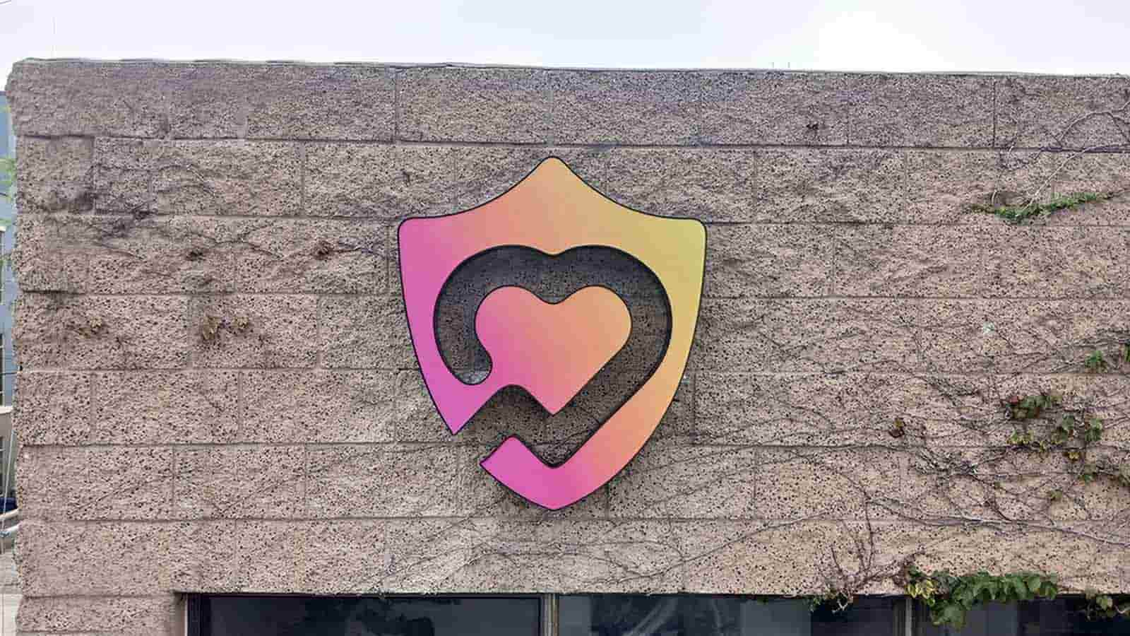 custom heart-shaped lightbox building sign