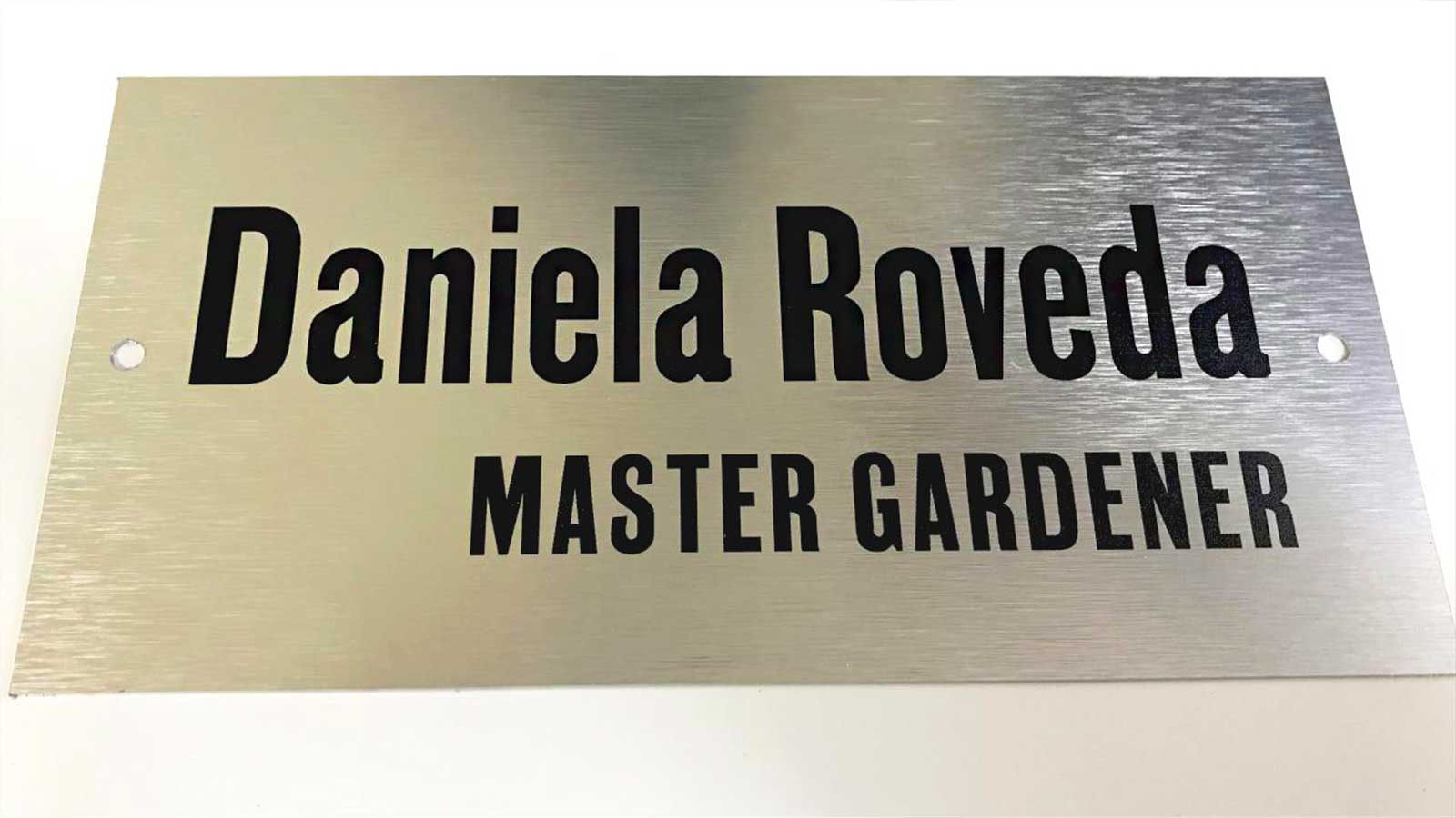 daniela roveda brushed aluminum sign