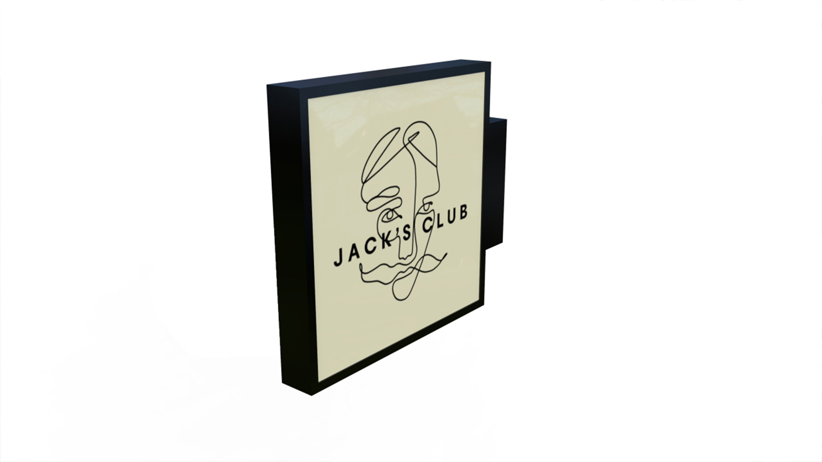 jacks club lightbox sign 3d modeling