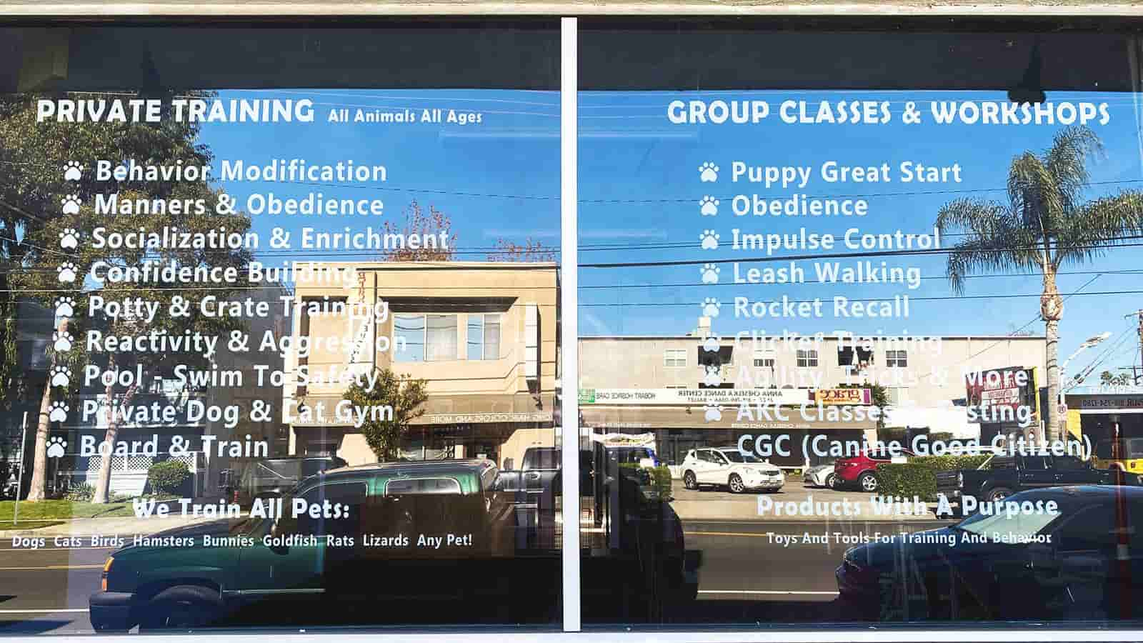 la dog trainer custom storefront lettering