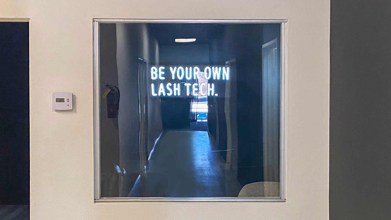 lashify interior neon and aluminum sign