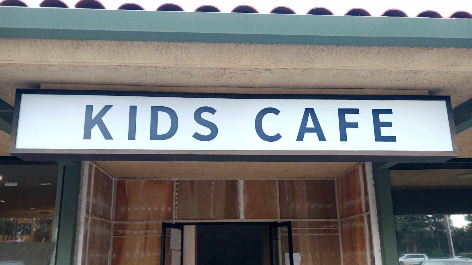 looma space kids cafe outdoor sign