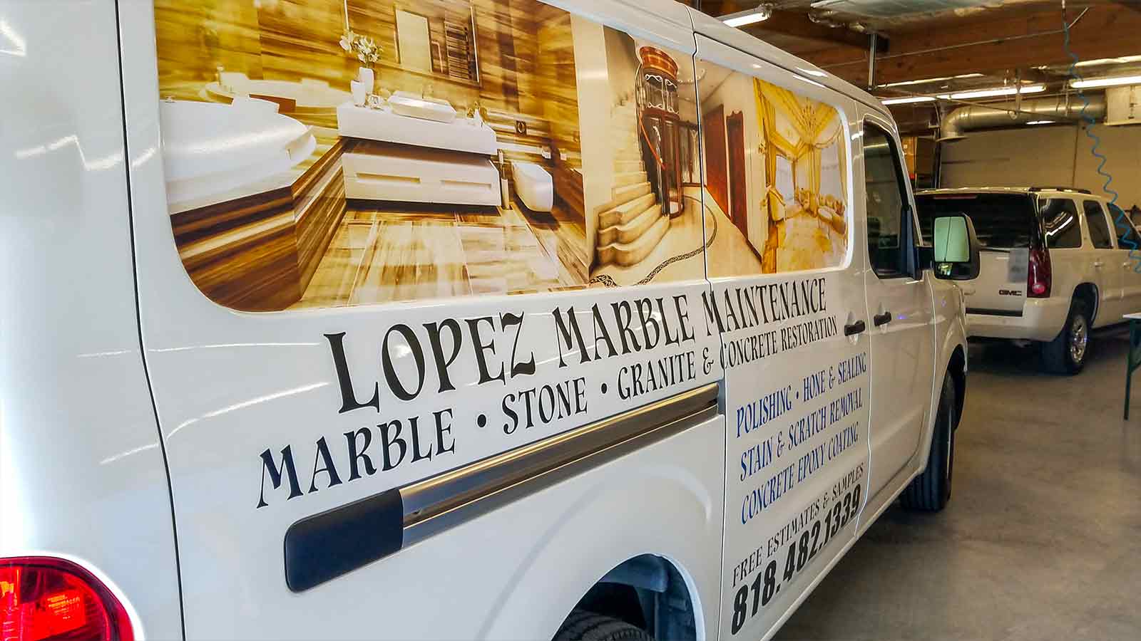 lopez marble maintenance company van wrapping