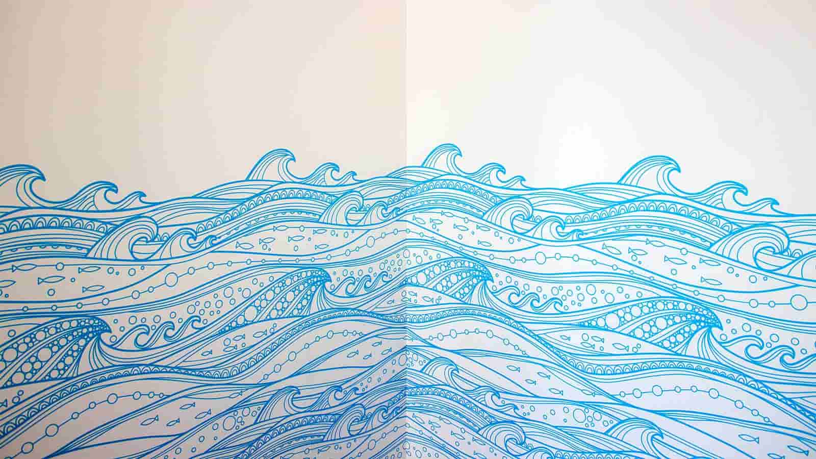 marine theme ocean waves wall decal