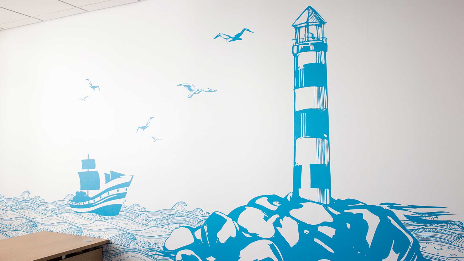 marine themed decorative lighthouse wall decal
