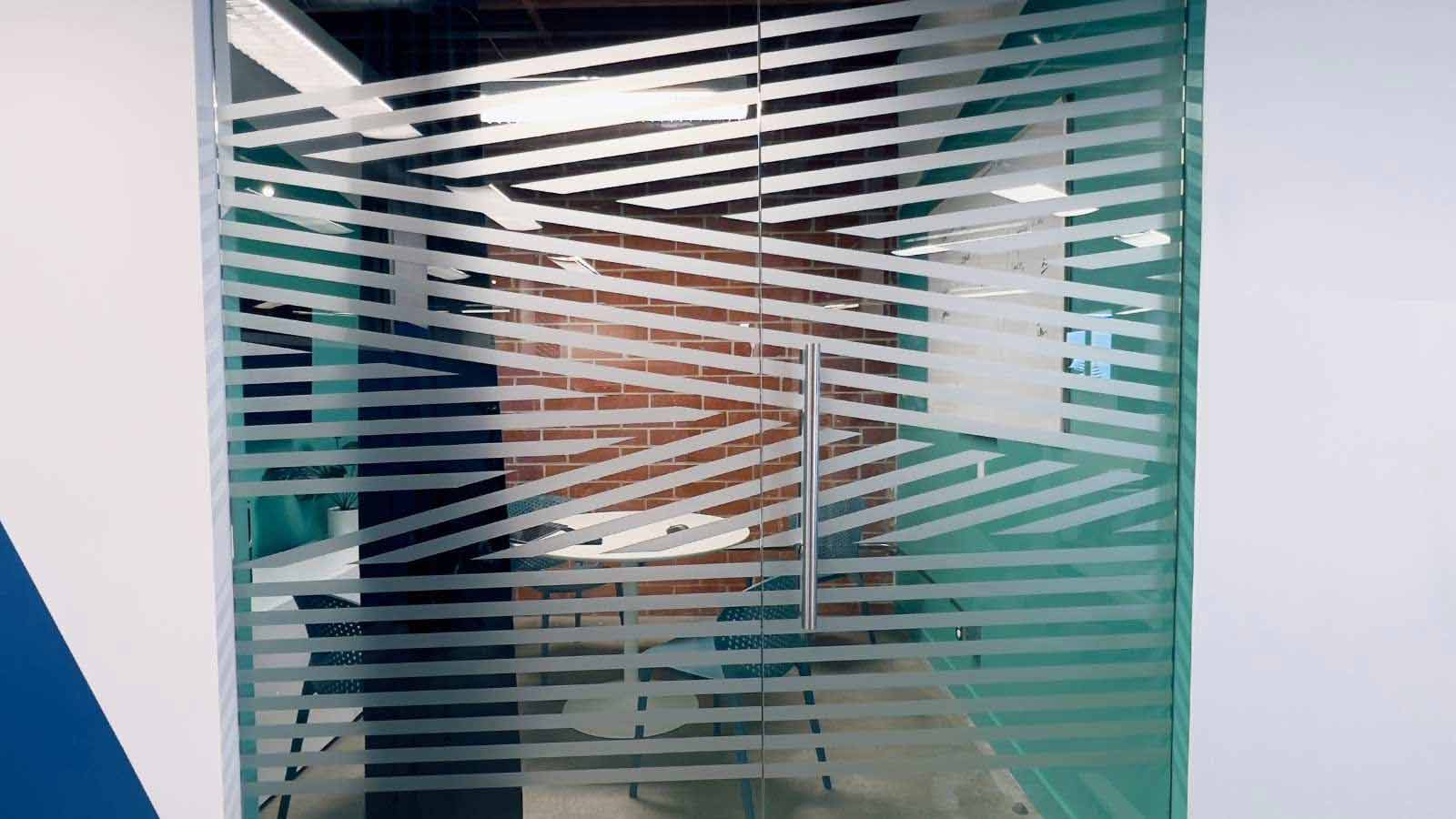 office window striped frosted vinyl decals