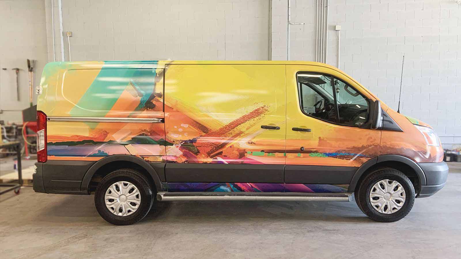 vividly colored complete vehicle wrap