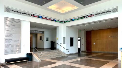 woodbury university wall signage installed indoors