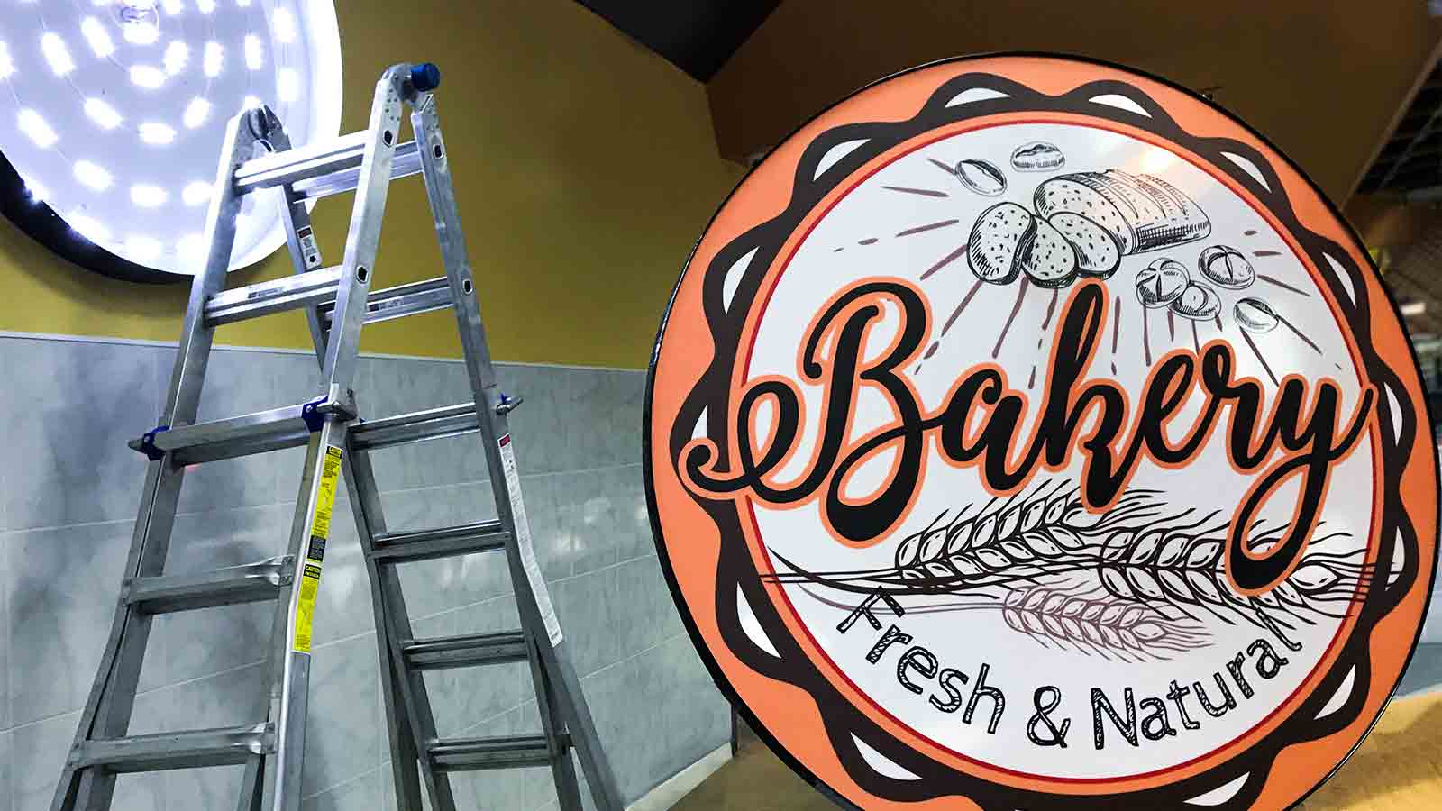 bakery light box sign installation