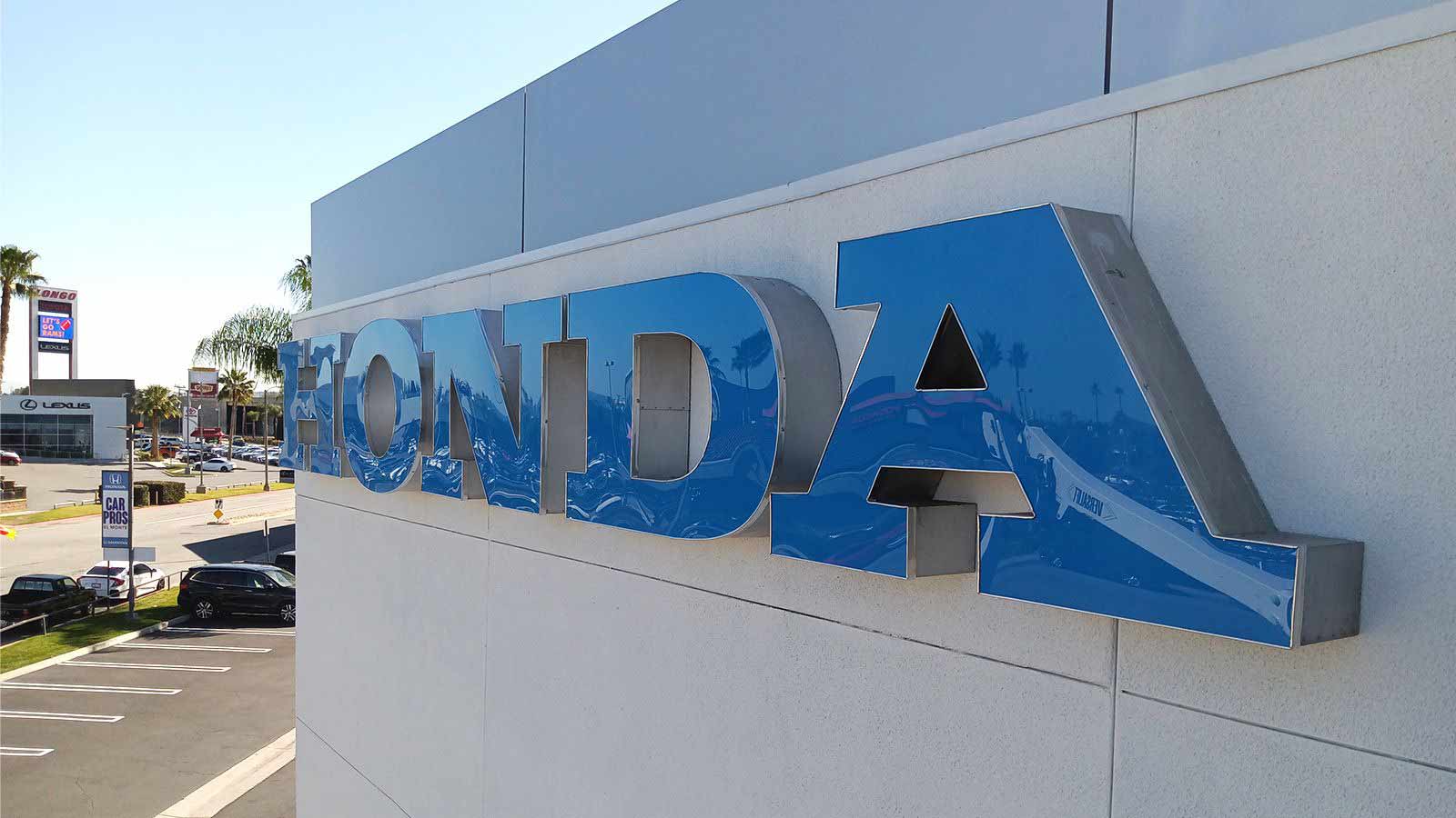 honda building mounted channel letters