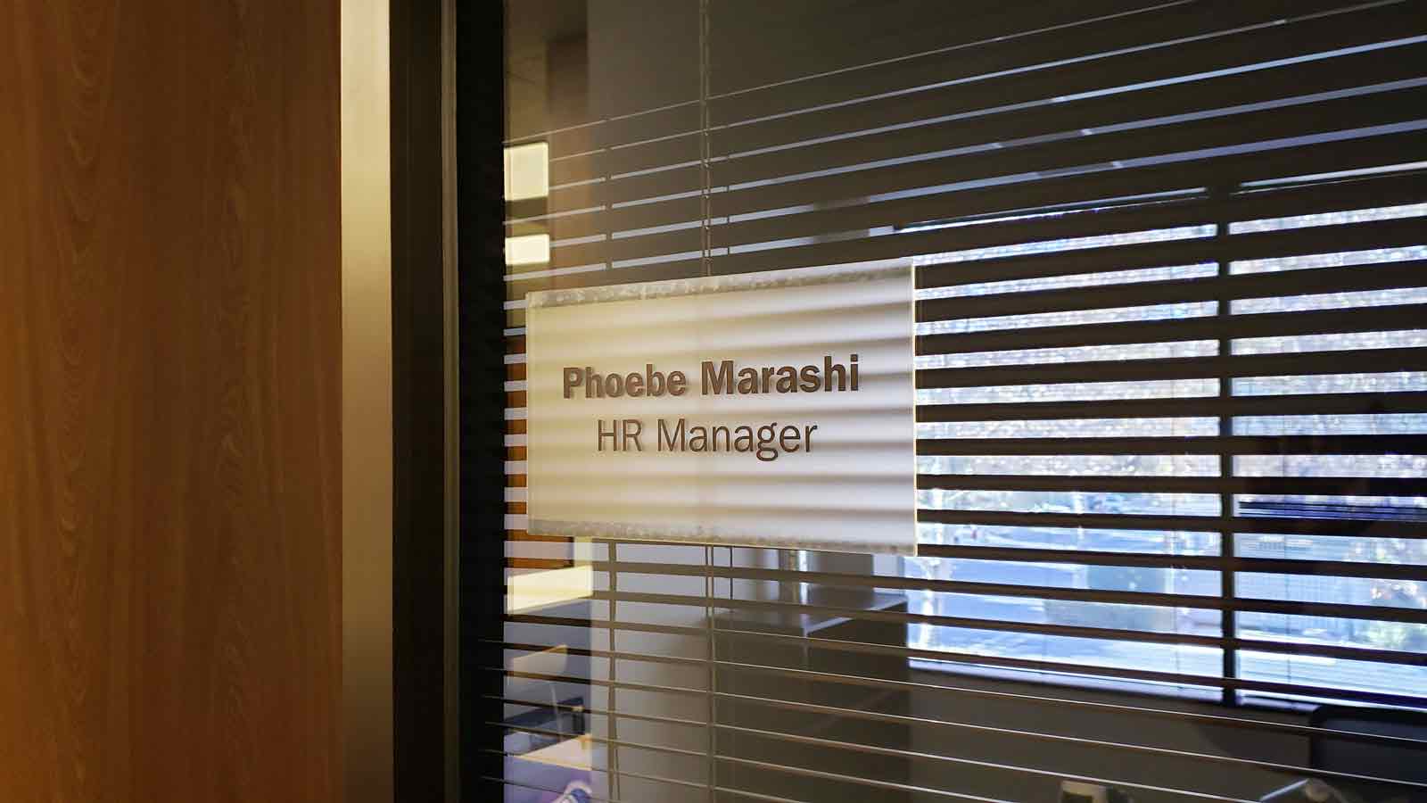 hr manager frosted acrylic name sign