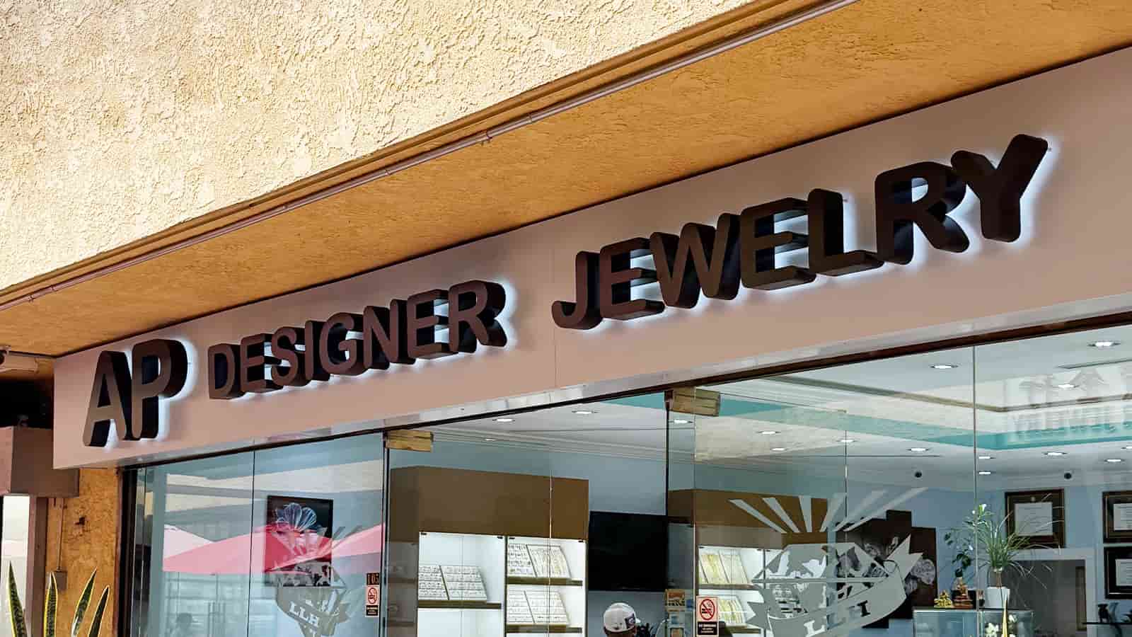 ap designer jewelry store display attached to the facade