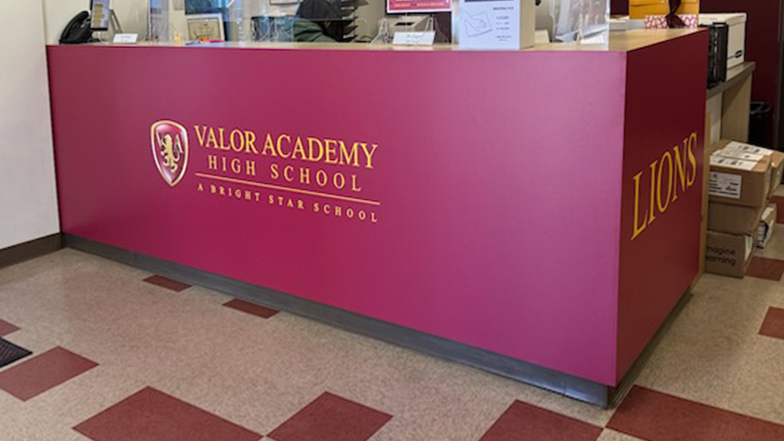 Valor Academy High School Vinyl Full Wrap For Desk Branding