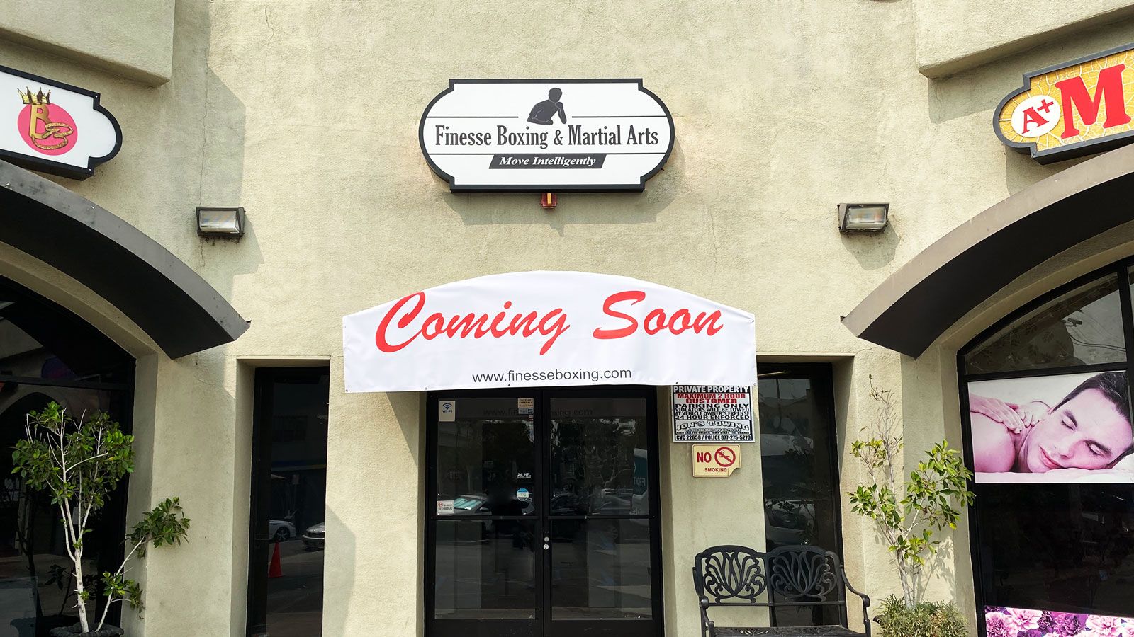 Finesse Boxing & Martial Arts lightbox signage and banner for branding