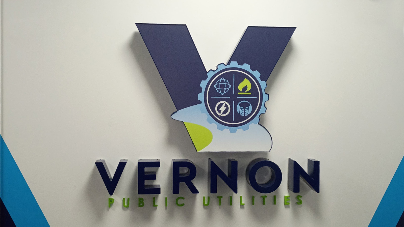 a3 visual illuminated channel logo sign mounted on wall