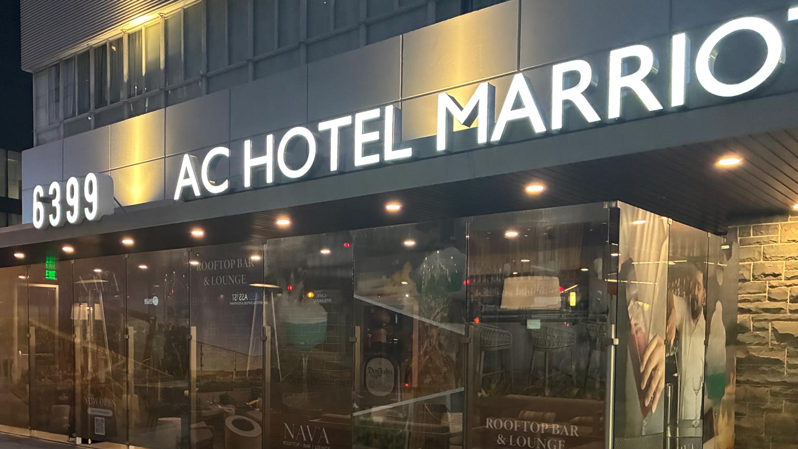 ac marriott beverly hills window graphics on storefront