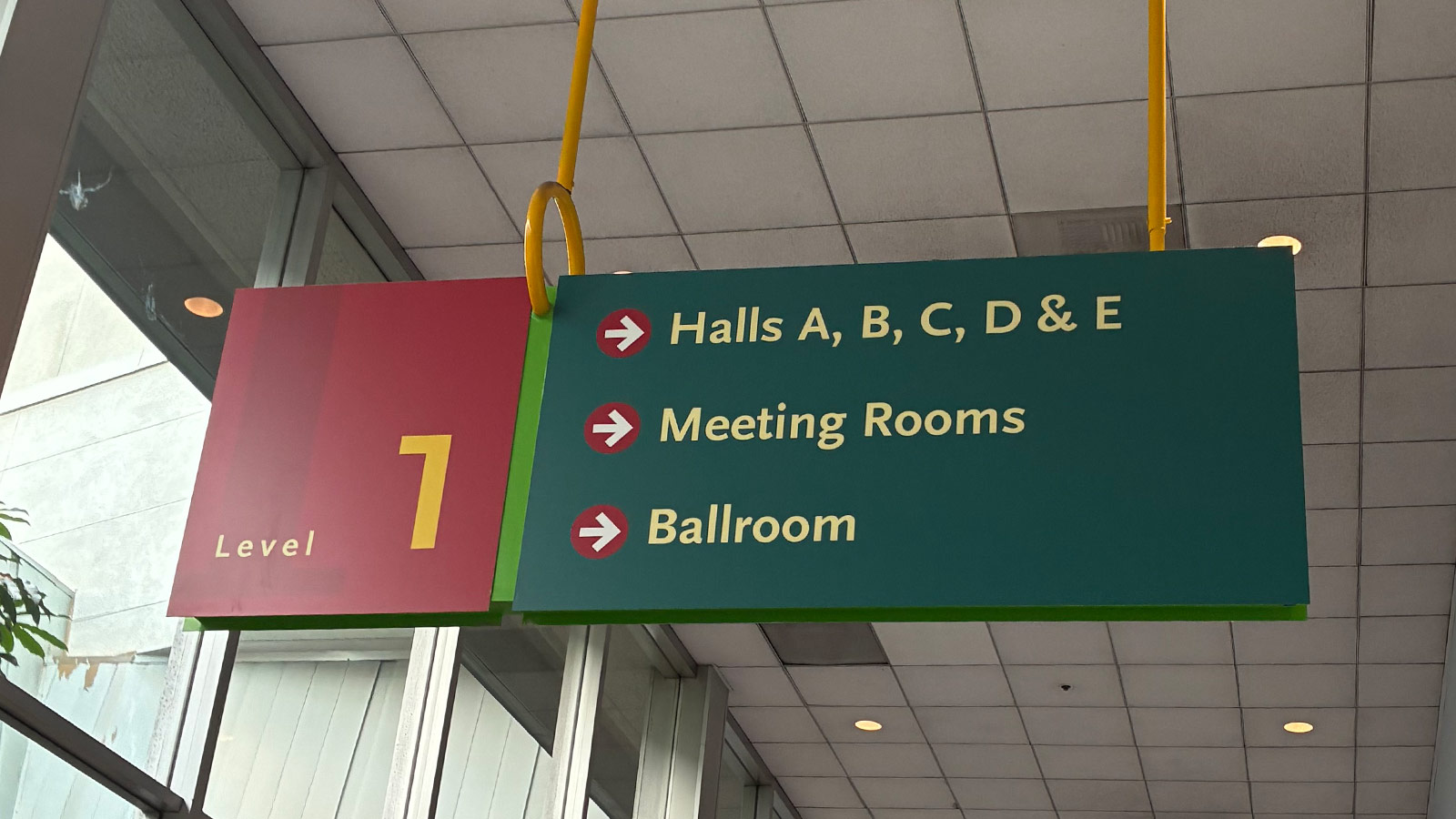 anaheim convention center hanging sign for wayfinding