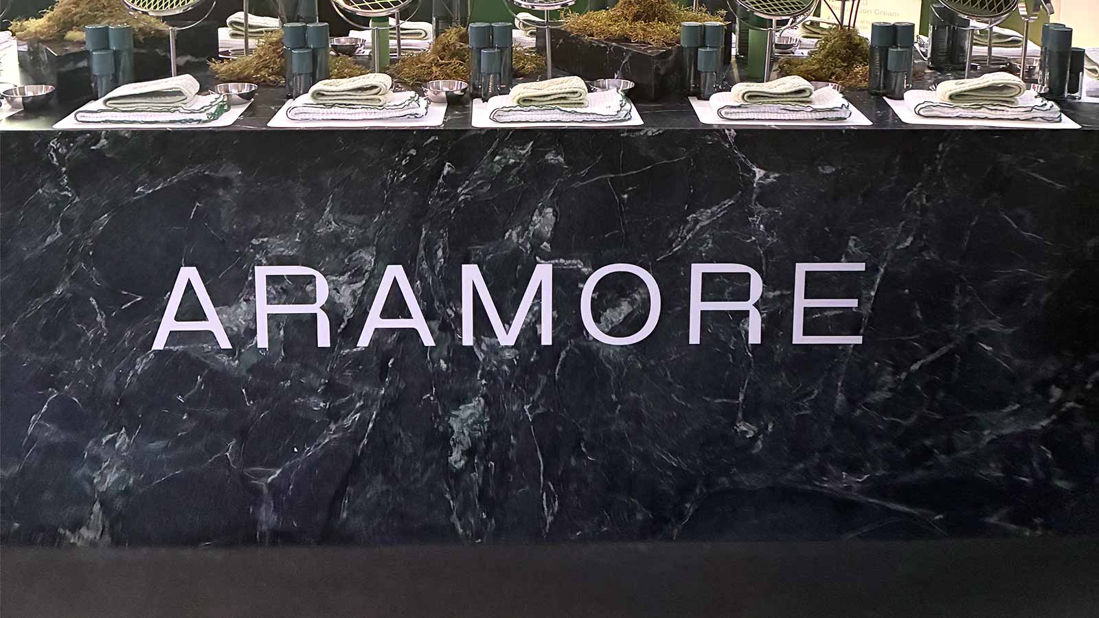 aramore vinyl letters applied on marble event desk