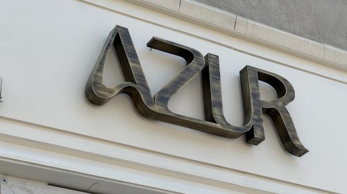 azur reverse channel letters mounted on storefront
