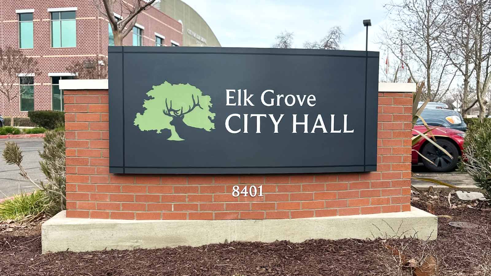 city of elk grove monument sign installed at entrance
