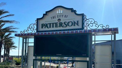 city of patterson community sign at city entrance