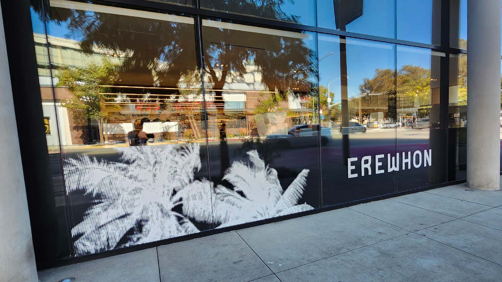 erewhon storefront window vinyl graphics applied on glass