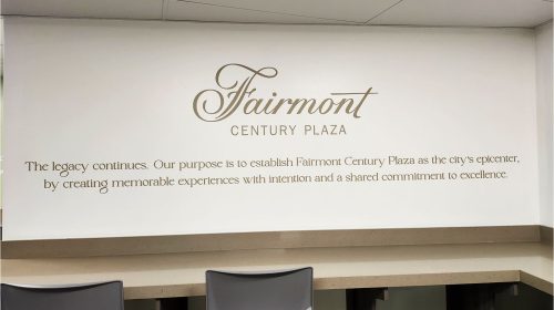fairmont century plaza vinyl logo applied on interior wall