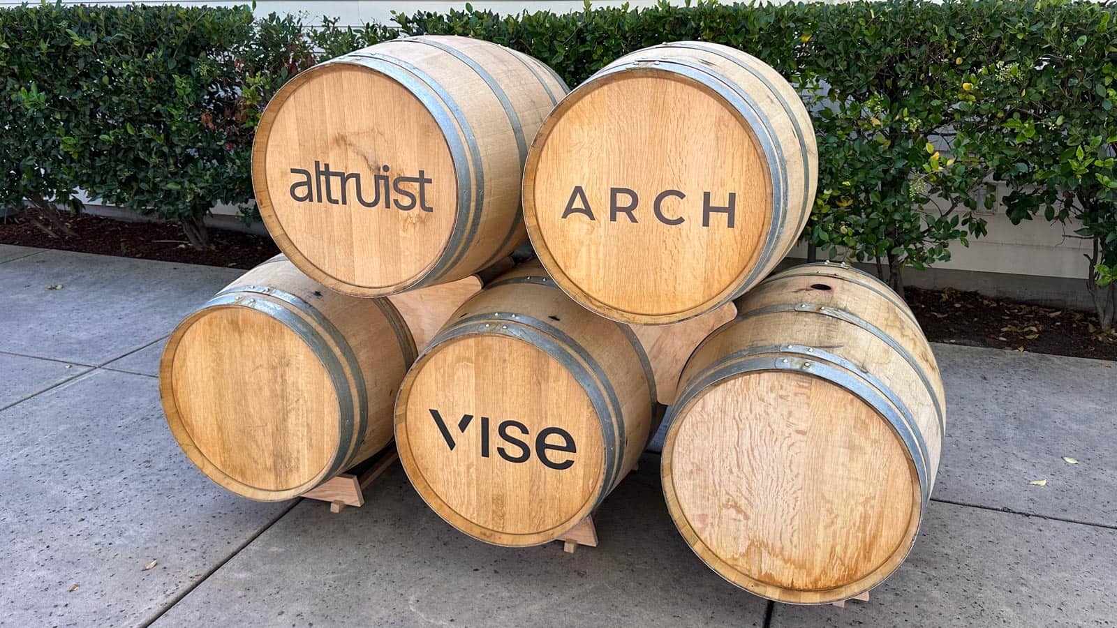 grace zyyuan printed logo barrels arranged for display