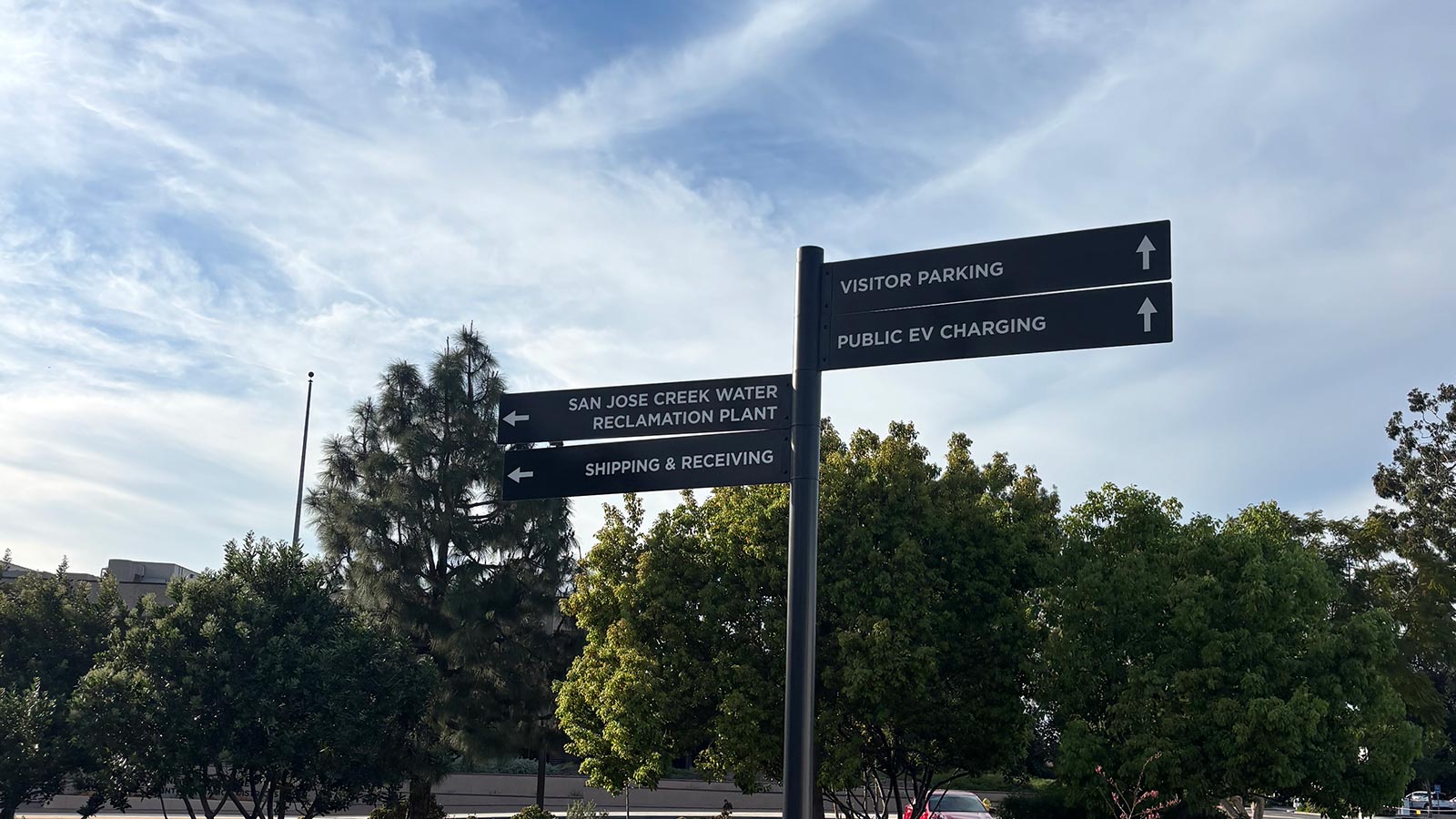 la county sanitation post sign installed outdoors