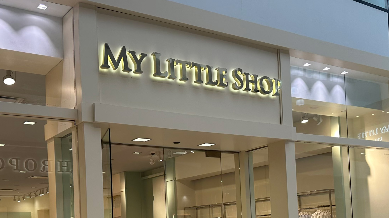 my little shop reverse channel letters on storefront