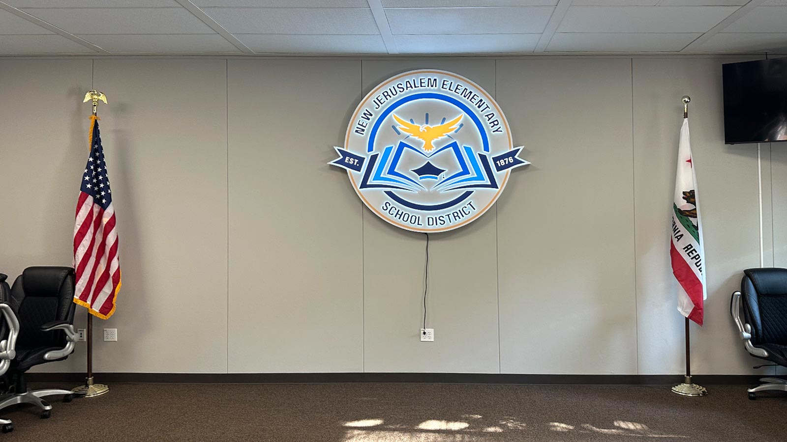 new jerusalem elementary school push through on lobby wall