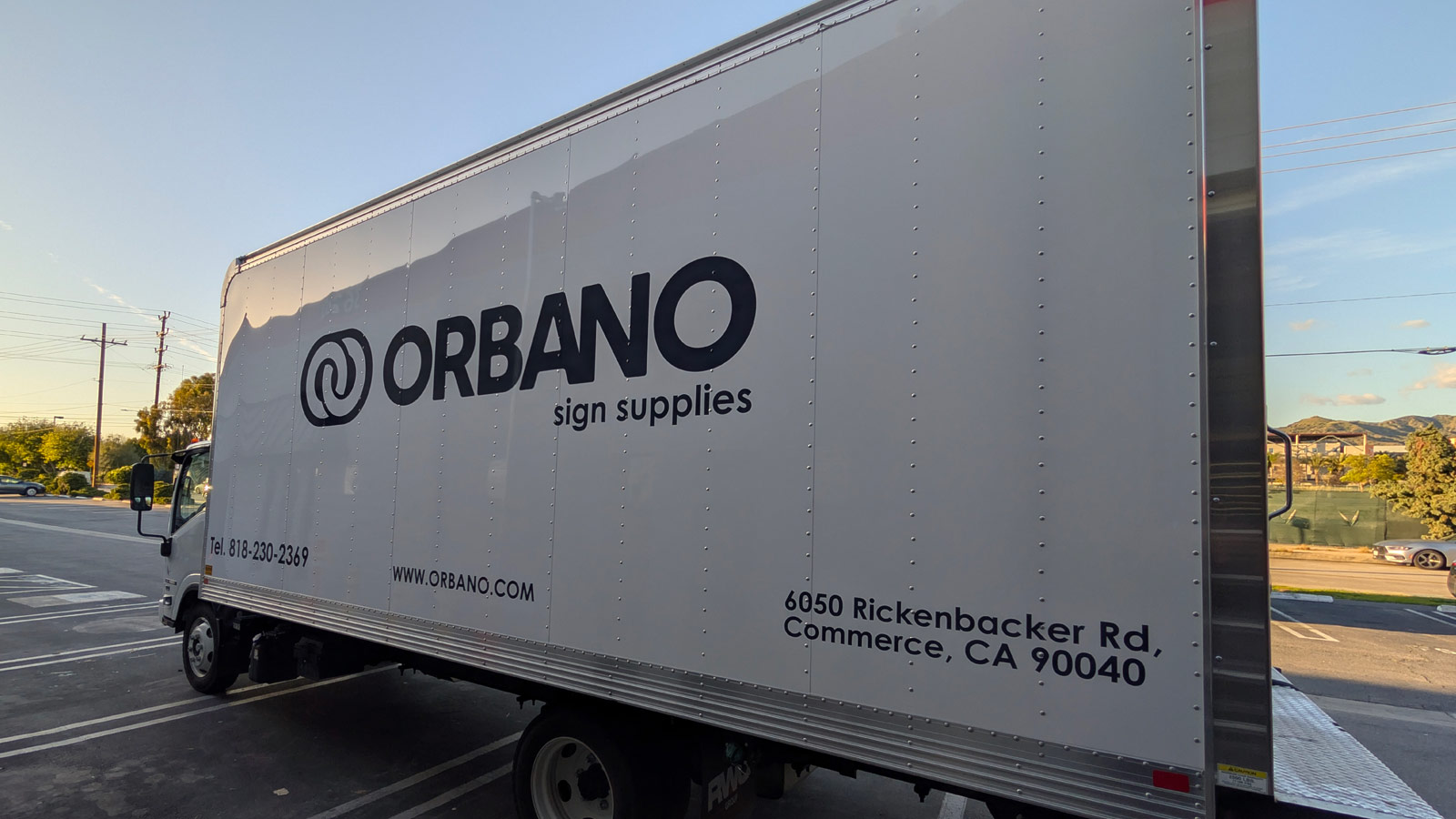 orbano vinyl lettering applied on truck