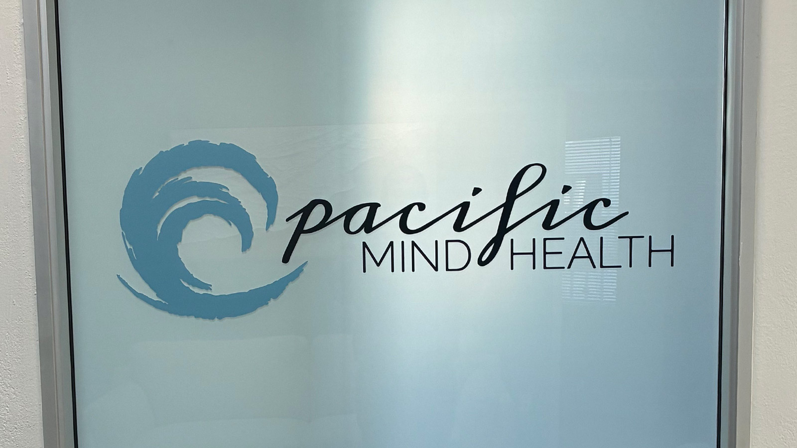 pacific mind health vinyl logo decal on glass window