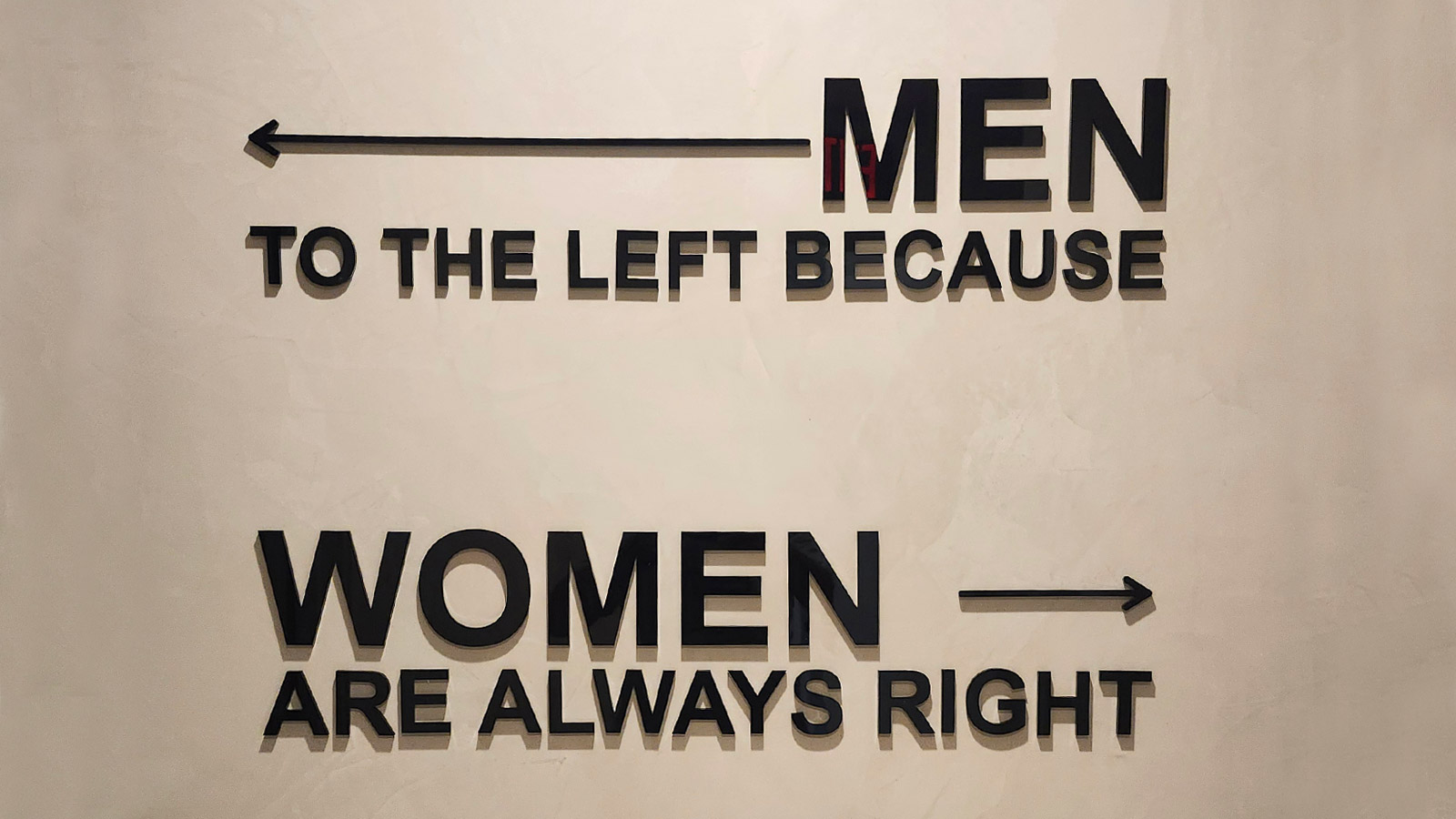 pasta corner la acrylic restroom signage mounted on wall