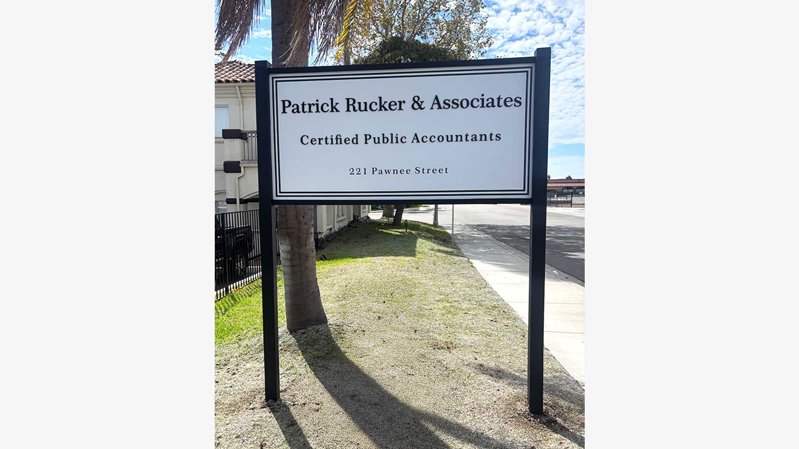patrick rucker cpa freestanding yard sign outdoors